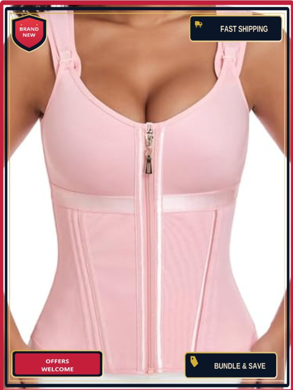 Polyester Overbust Waist Trainer Corset Lace Up Back